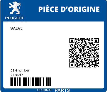 Product image: Peugeot - 718647 - VALVE  0