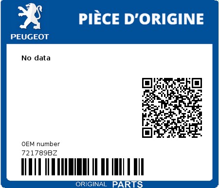 Product image: Peugeot - 721789BZ - No data  0