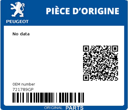 Product image: Peugeot - 721789GP - No data  0