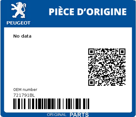 Product image: Peugeot - 721791BL - No data  0