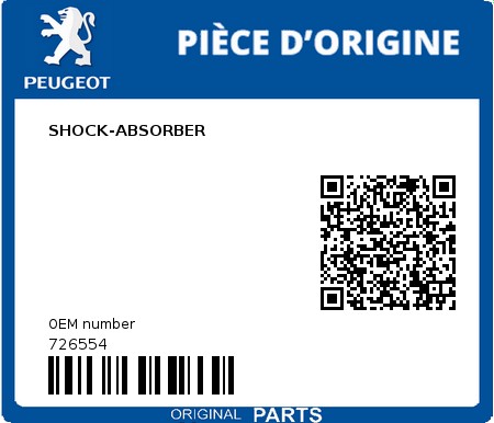 Product image: Peugeot - 726554 - SHOCK-ABSORBER  0