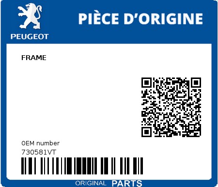 Product image: Peugeot - 730581VT - FRAME  0