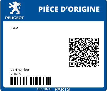 Product image: Peugeot - 734191 - CAP  0