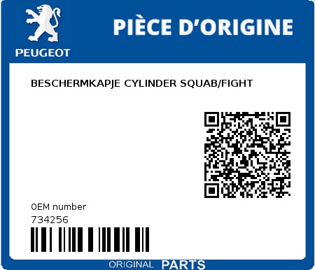 Product image: Peugeot - 734256 - BESCHERMKAPJE CYLINDER SQUAB/FIGHT  0