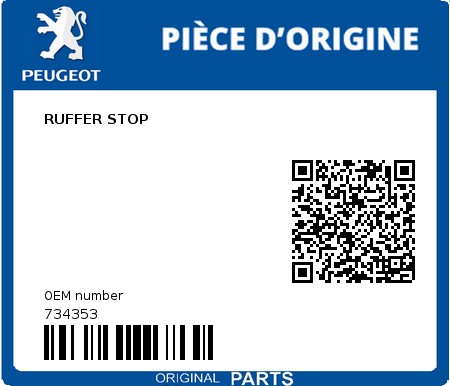 Product image: Peugeot - 734353 - RUFFER STOP  0