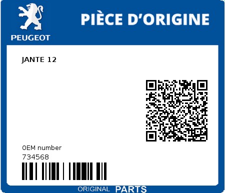 Product image: Peugeot - 734568 - JANTE 12  0