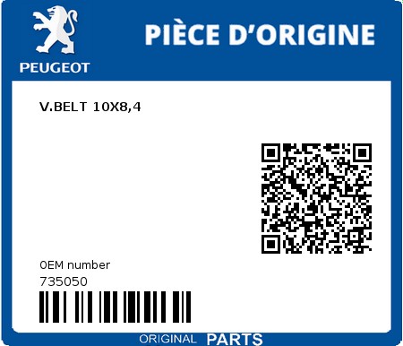 Product image: Peugeot - 735050 - V.BELT 10X8,4  0