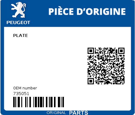 Product image: Peugeot - 735051 - PLATE  0