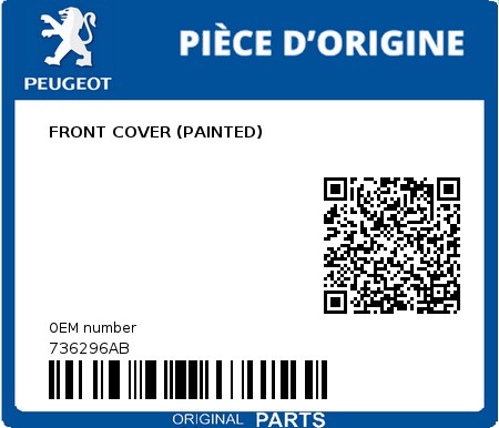 Product image: Peugeot - 736296AB - FRONT COVER (PAINTED)  0