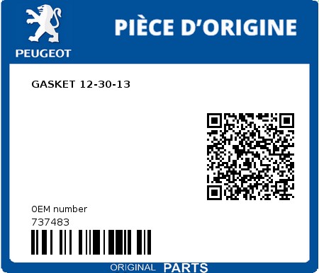 Product image: Peugeot - 737483 - GASKET 12-30-13  0