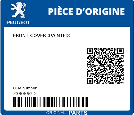 Product image: Peugeot - 738066GD - FRONT COVER (PAINTED)  0