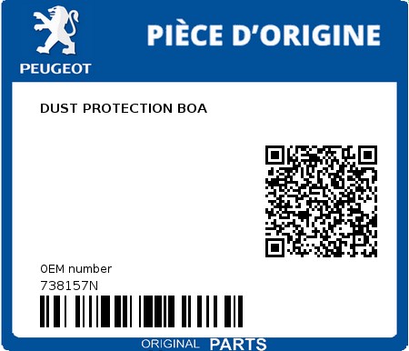 Product image: Peugeot - 738157N - DUST PROTECTION BOA  0