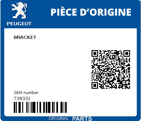 Product image: Peugeot - 738332 - BRACKET  0