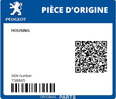 Product image: Peugeot - 738865 - HOUSING  0