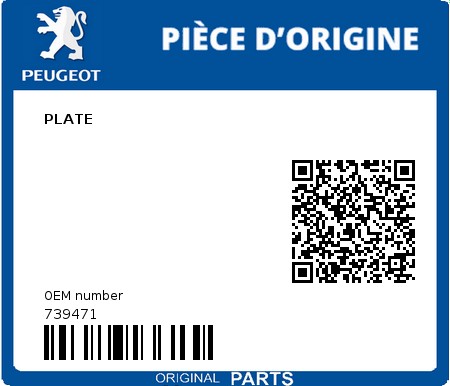 Product image: Peugeot - 739471 - PLATE  0