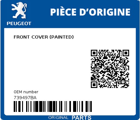 Product image: Peugeot - 739497BA - FRONT COVER (PAINTED)  0