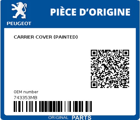 Product image: Peugeot - 743353MB - CARRIER COVER (PAINTED)  0