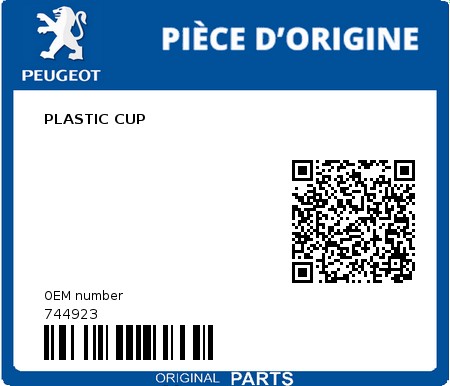 Product image: Peugeot - 744923 - PLASTIC CUP  0