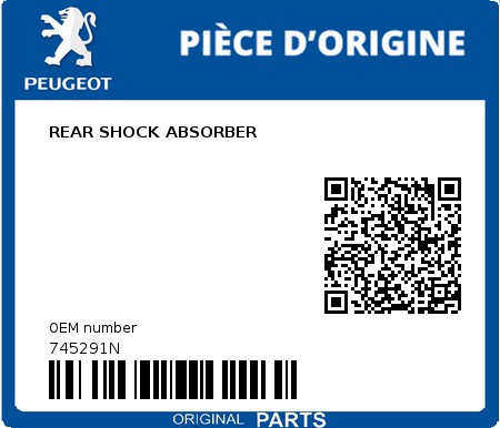 Product image: Peugeot - 745291N - REAR SHOCK ABSORBER  0