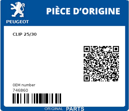 Product image: Peugeot - 746860 - CLIP 25/30  0