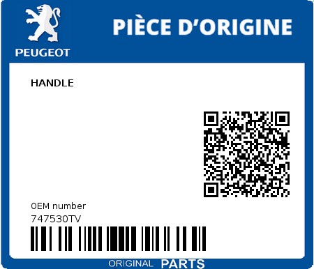 Product image: Peugeot - 747530TV - HANDLE  0