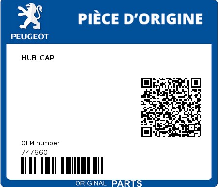 Product image: Peugeot - 747660 - HUB CAP  0