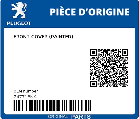 Product image: Peugeot - 747718NK - FRONT COVER (PAINTED)  0