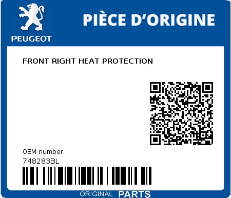 Product image: Peugeot - 748283BL - FRONT RIGHT HEAT PROTECTION  0