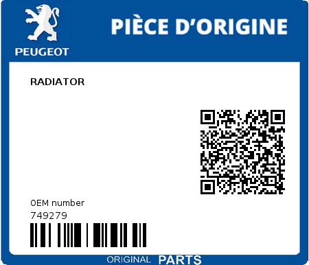 Product image: Peugeot - 749279 - RADIATOR  0