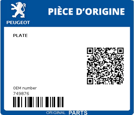 Product image: Peugeot - 749876 - PLATE  0