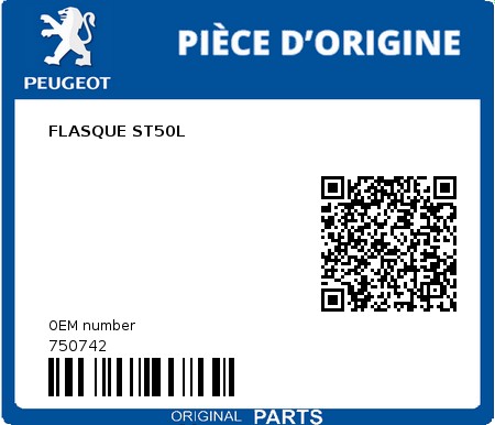 Product image: Peugeot - 750742 - FLASQUE ST50L  0
