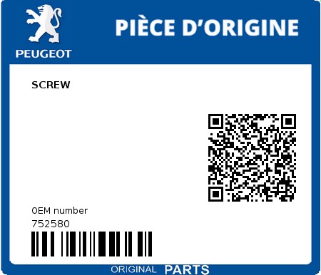 Product image: Peugeot - 752580 - SCREW  0
