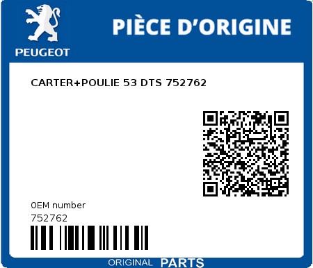 Product image: Peugeot - 752762 - CARTER+POULIE 53 DTS 752762  0