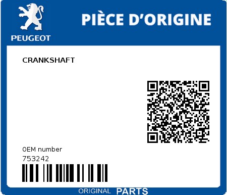 Product image: Peugeot - 753242 - CRANKSHAFT  0