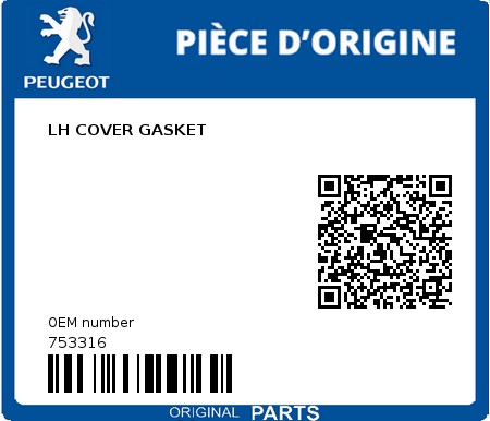 Product image: Peugeot - 753316 - LH COVER GASKET  0