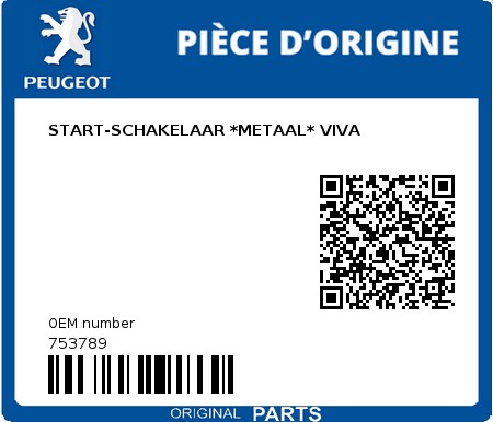 Product image: Peugeot - 753789 - START-SCHAKELAAR *METAAL* VIVA  0