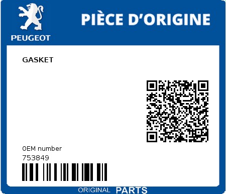 Product image: Peugeot - 753849 - GASKET  0