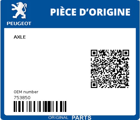 Product image: Peugeot - 753850 - AXLE  0