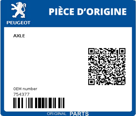 Product image: Peugeot - 754377 - AXLE  0