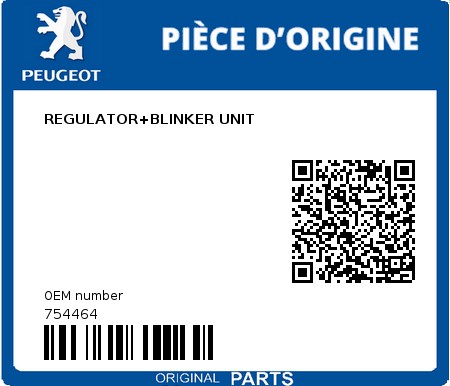 Product image: Peugeot - 754464 - REGULATOR+BLINKER UNIT  0