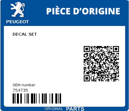 Product image: Peugeot - 754735 - DECAL SET  0