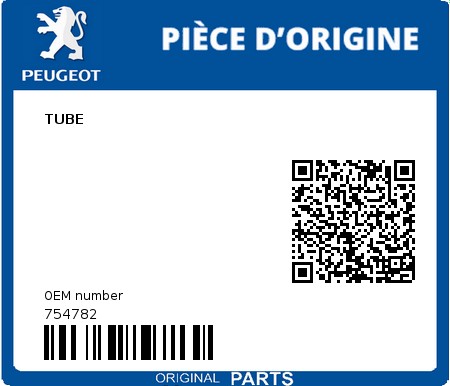 Product image: Peugeot - 754782 - TUBE  0