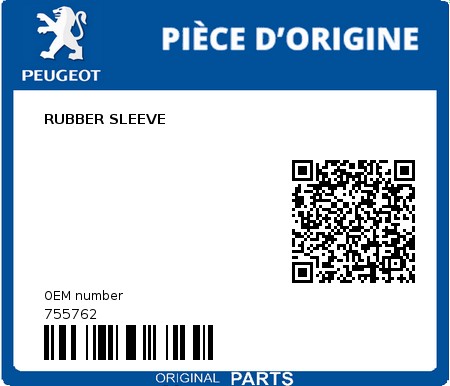 Product image: Peugeot - 755762 - RUBBER SLEEVE  0