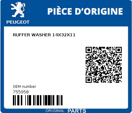 Product image: Peugeot - 755958 - RUFFER WASHER 14X32X11  0