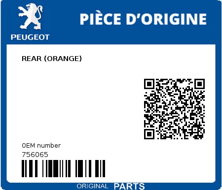Product image: Peugeot - 756065 - REAR (ORANGE)  0