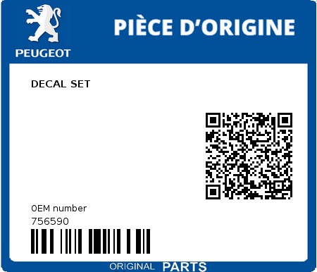 Product image: Peugeot - 756590 - DECAL SET  0