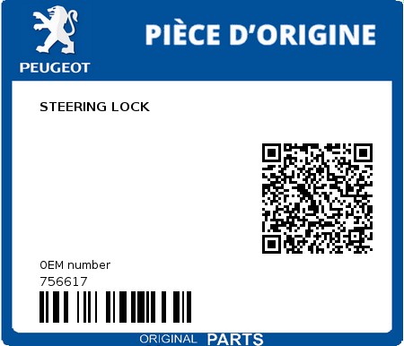 Product image: Peugeot - 756617 - STEERING LOCK  0