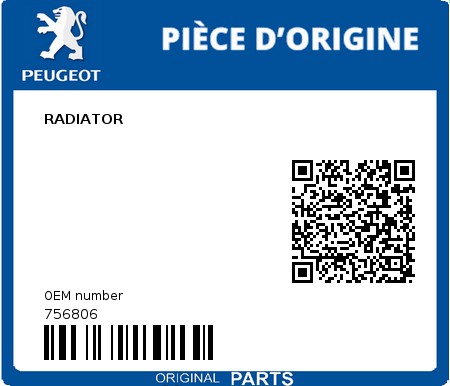 Product image: Peugeot - 756806 - RADIATOR  0