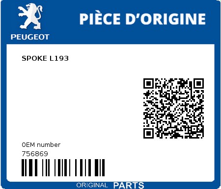 Product image: Peugeot - 756869 - SPOKE L193  0