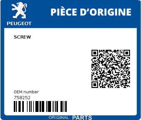Product image: Peugeot - 758252 - SCREW  0